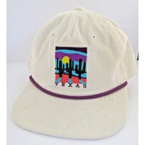 Texas Desert Graphic Corduroy Trucker Baseball Snapback Hat - Mighty Fine White